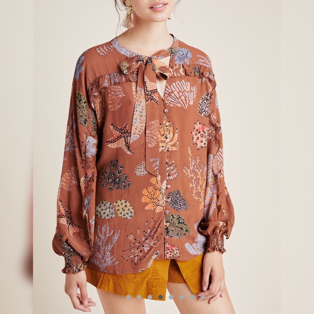 Blank Anthropologie Imogen Button Down Blouse Sz M Nwt